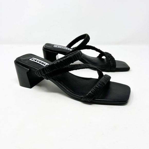 Caverley Annie Mule in Black Leather Strappy Sandal Size 39 - Picture 1 of 6